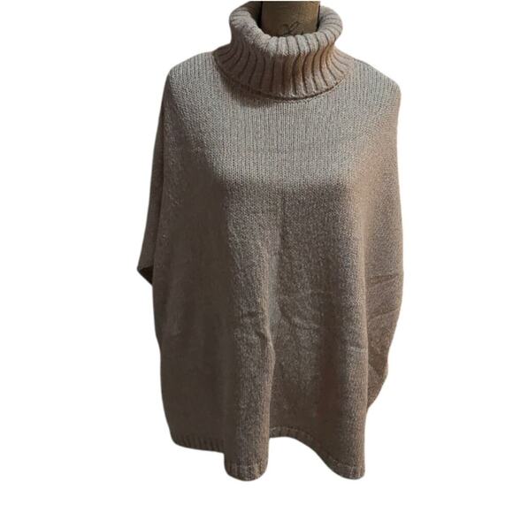 LOFT Cozy Beige Orange Varigated Turtleneck Sweater Cape Size‎ Medium - Picture 4 of 9